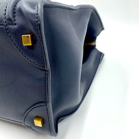 Auth Celine Large Marine Blue Smooth Calfskin Luggage Tote Ex+ Phantom Satchel - Picture 13 of 16